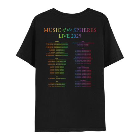 MUSIC OF THE SPHERES WORLD TOUR 2025 TEE - BLACK