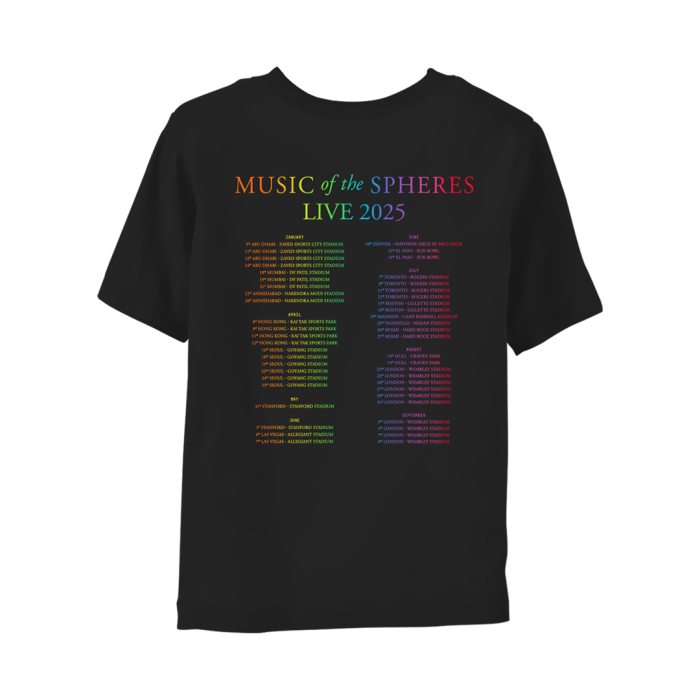 MUSIC OF THE SPHERES WORLD TOUR 2025 YOUTH TEE - BLACK