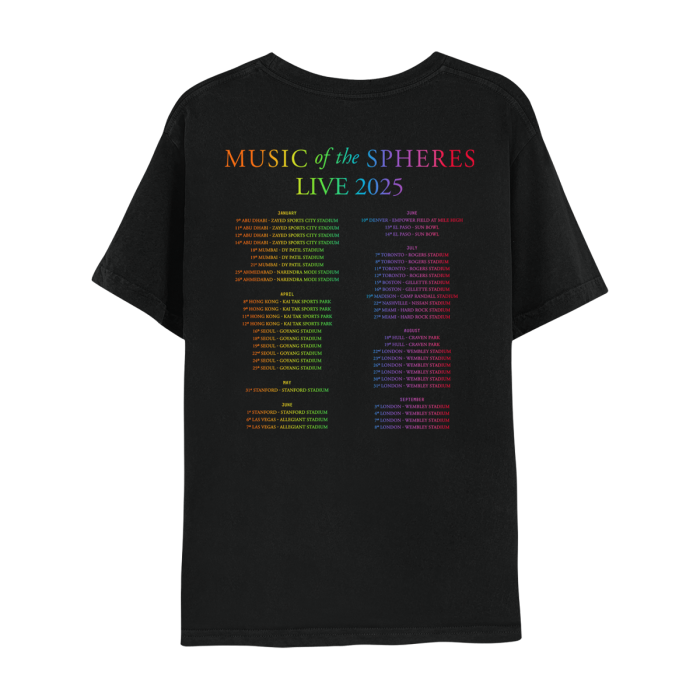MUSIC OF THE SPHERES WORLD TOUR 2025 TEE - BLACK